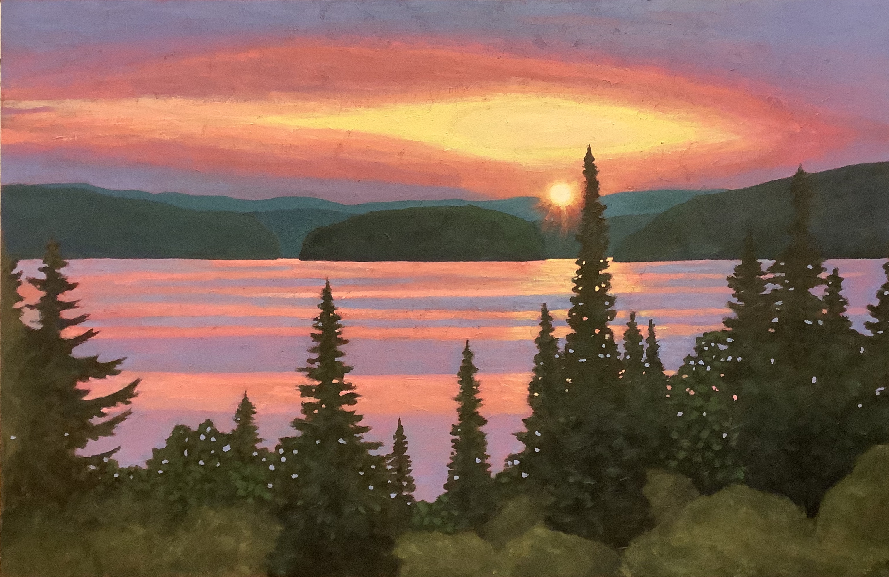 Haliburton Sunset Painting Susan Hay Acrylic Texturized Canvas