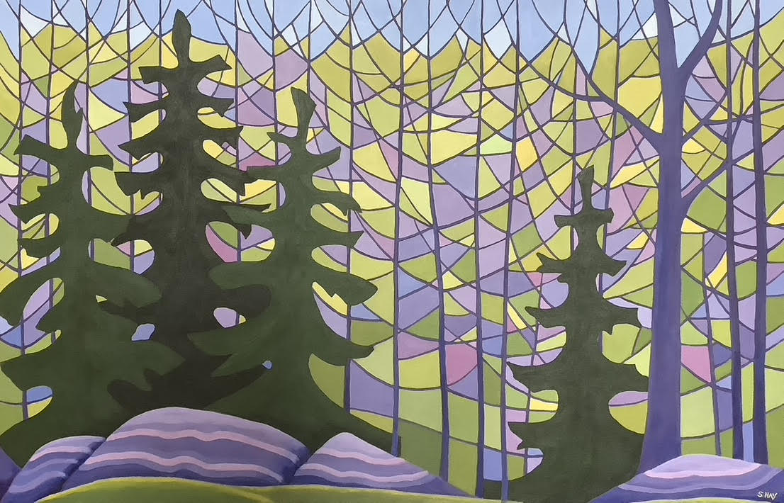 “Spring comes to the Highlands”, acrylic on canvas, 46 x 30”