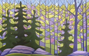 “Spring comes to the Highlands”, acrylic on canvas, 46 x 30”